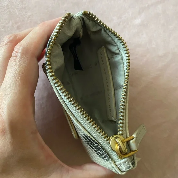 Marc by Marc Jacobs polka dot lizard skin effect coin purse zip card pouch - Picture 4 of 7